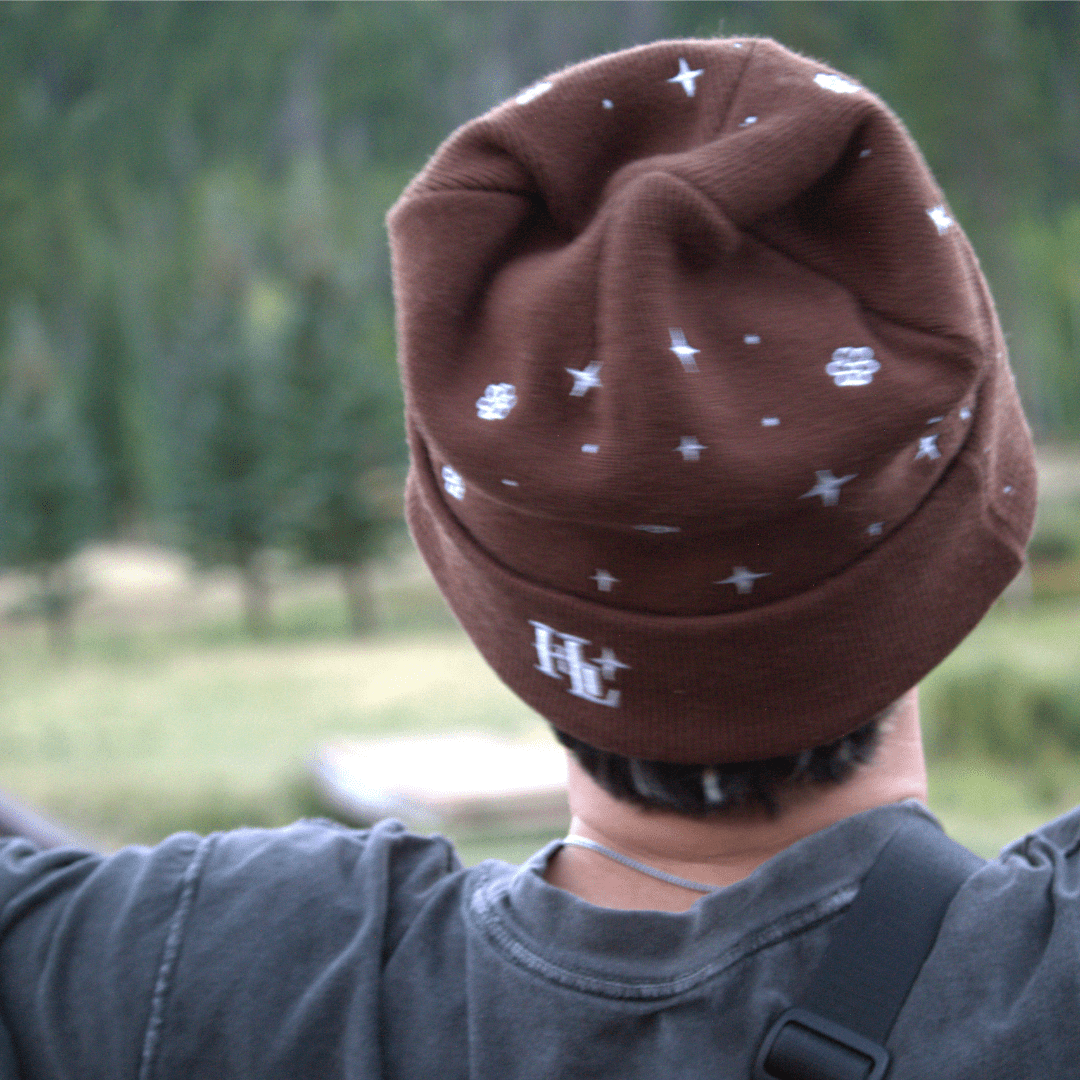 HustLife - Brown Embroidered Knit Beanie - HUST LIFE