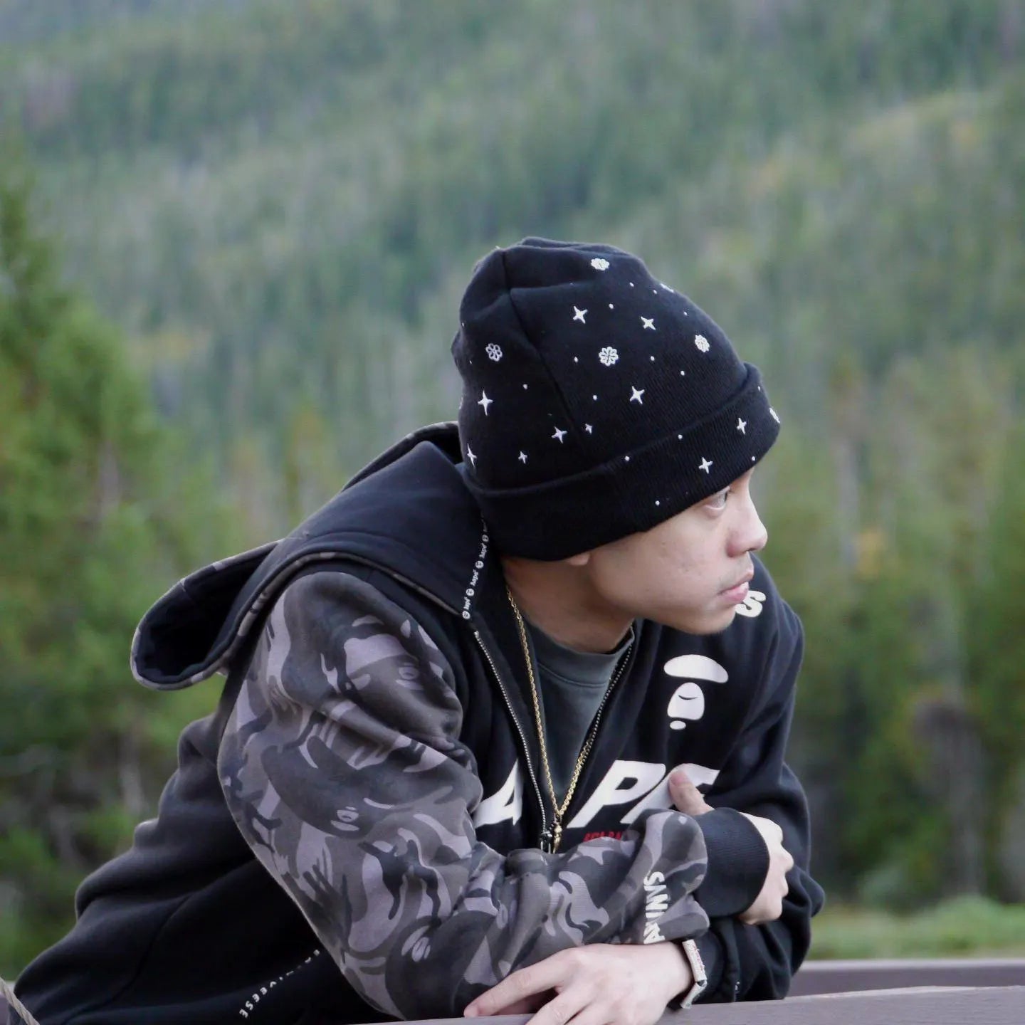 HustLife - Black Embroidered Knit Beanie